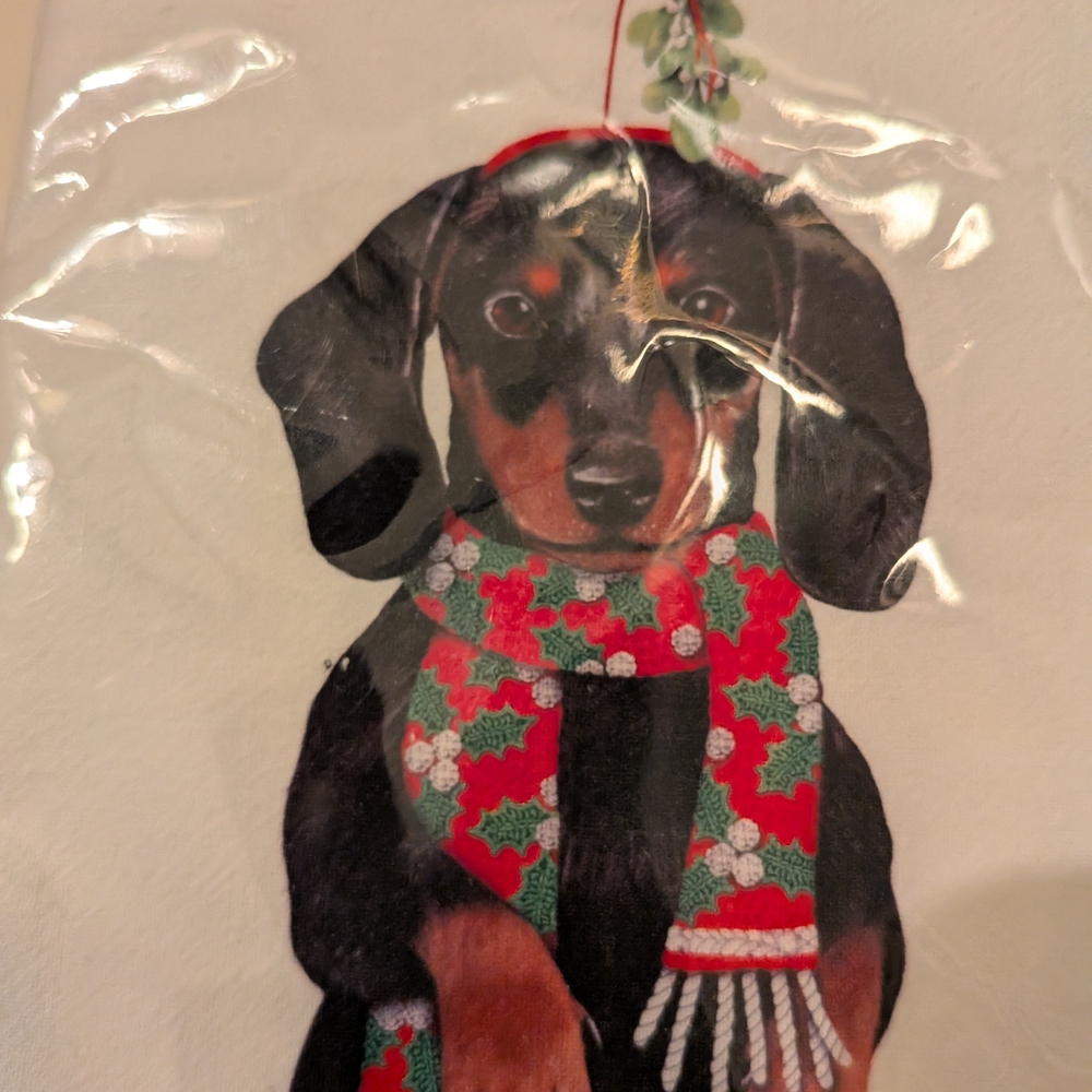 Mary Lake-Thompson Christmas Flour Sack Dachshund Kitchen Towel